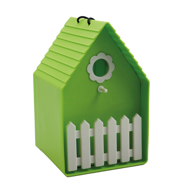 Nistkasten mit Gartenzaun hellgrün