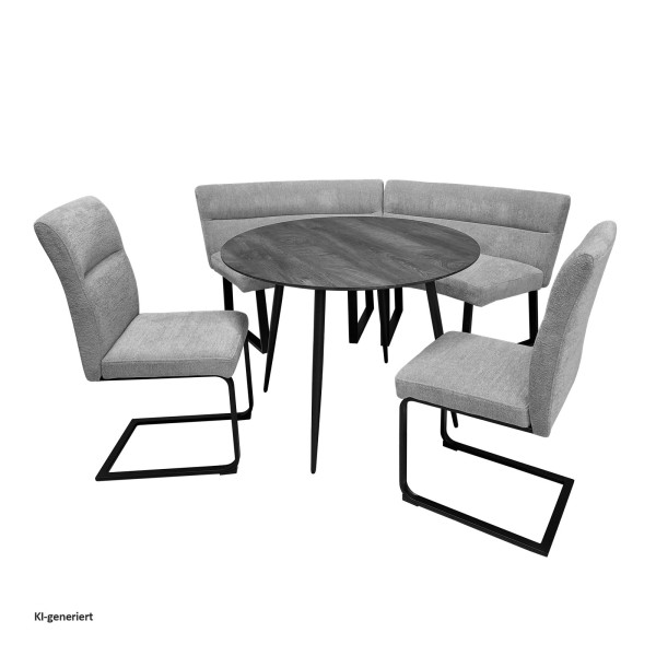 Sitzgruppe Liron Tisch 2Bänke 2Schwingstühle grau