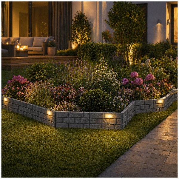 Beetkantenset Solar Ziegelsteinoptik, 12tlg. Grau