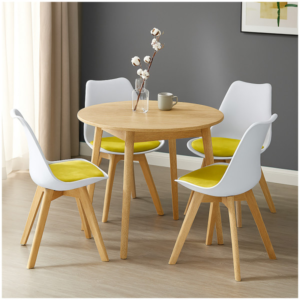 HTI-Living Atlanta Weiß/Gelb Esszimmerstuhl Samt 4er Set