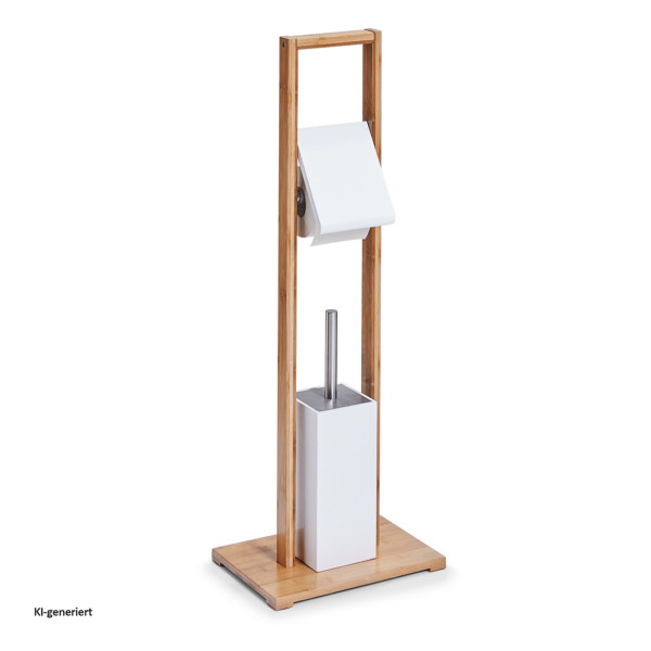 WC-Garnitur, Bambus/MDF, weiß