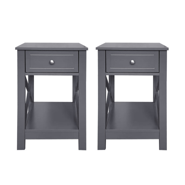 Nachttisch Hayet Grau 2er-Set