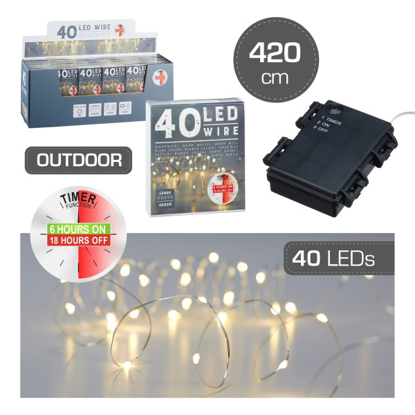 Cepewa Outdoor Mikro Lichterkette 40 LED