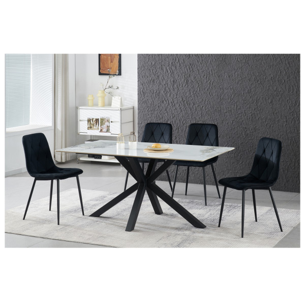 HTI-Living Velvet Schwarz Stuhl Mesa Eco 2er-Set