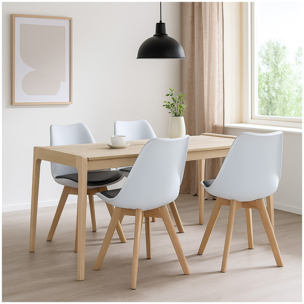 HTI-Living Atlanta Weiß/Hellgrau Esszimmerstuhl Samt 4er Set