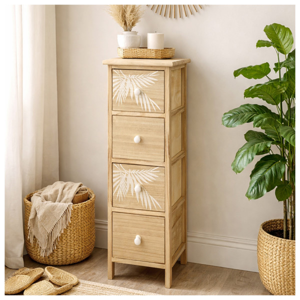 Kommode1 Melia Palme 4 Schubfächer