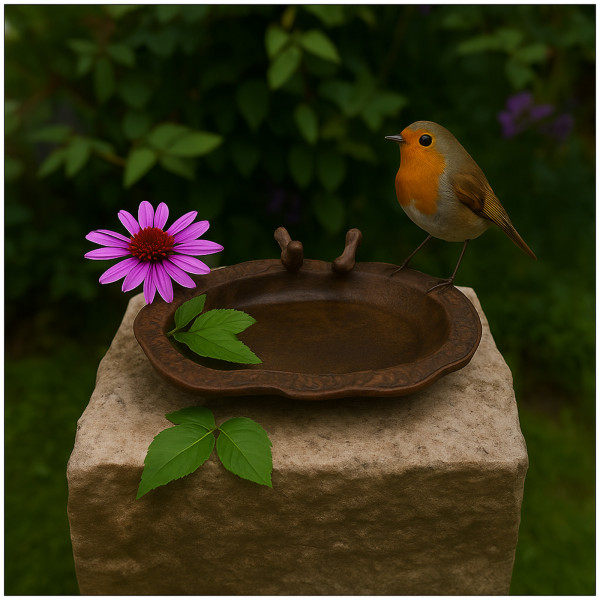 Vogeltränke Verena antik braun Metall
