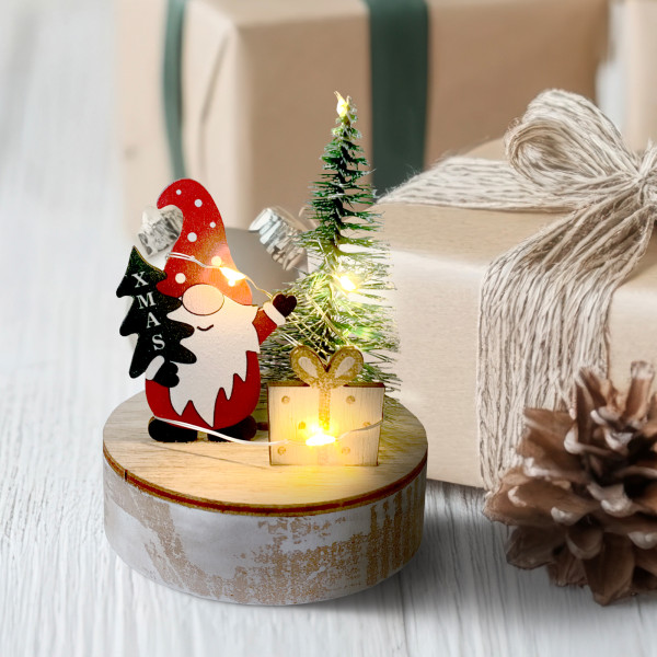 Weihnachtsdeko Xmas-Wichtel mit Geschenk Natur