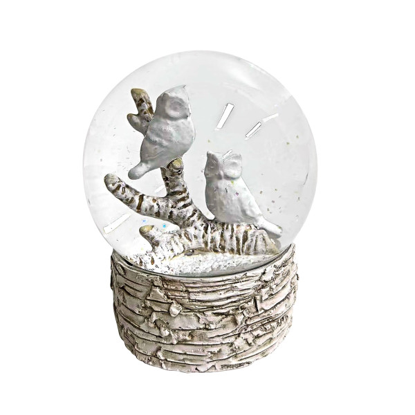 Schneekugel "Eulen" Gold