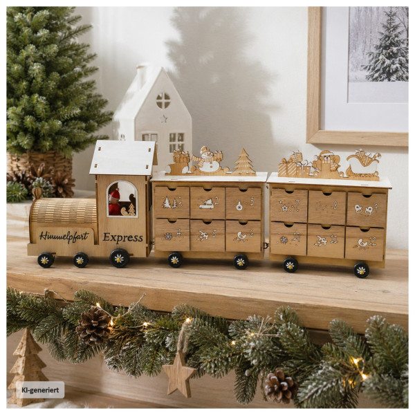 Adventskalender Weihnachtszug natur