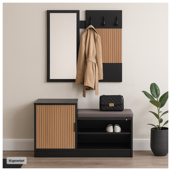 Garderobe Dana2 Schwarz Eiche Streifen