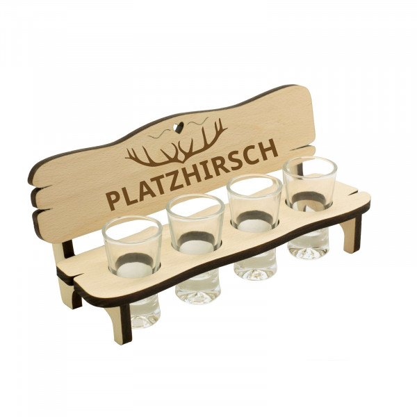 HTI-Living Platzhirsch Schnapsbank mit 4 Gläsern