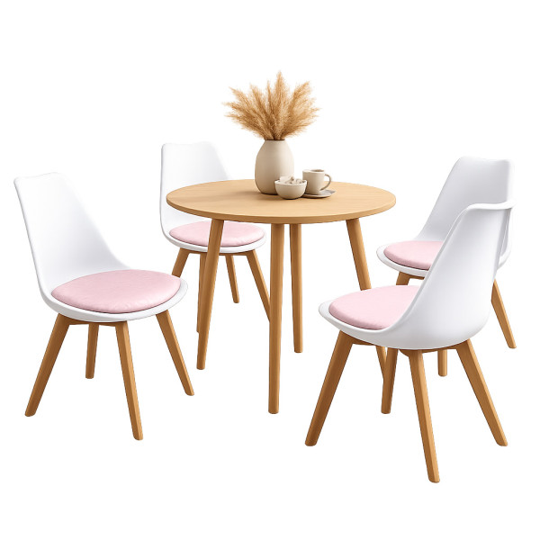 Stuhl Atlanta Weiß/PU Rosa Muster 4er-Set