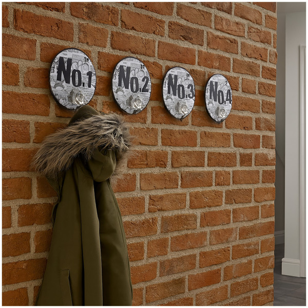 HTI-Line Nummer Wandhaken 4-teiliges Set