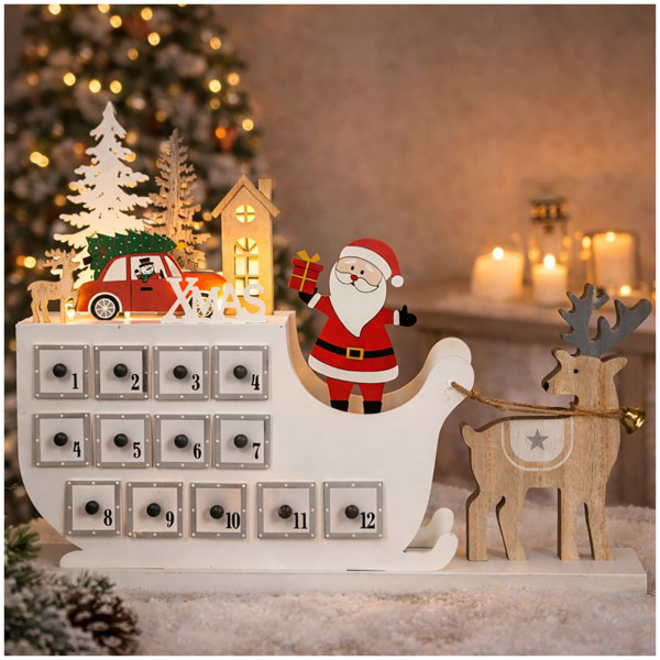Adventskalender "Weihnachtsmann auf Rentierschlit