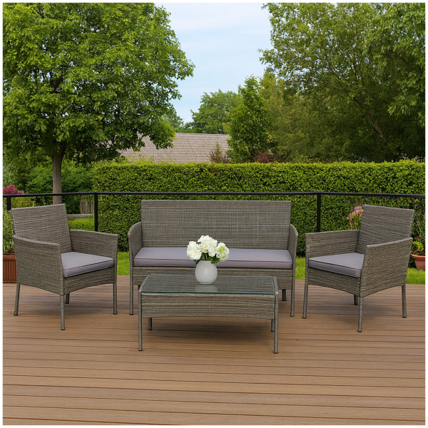 Outdoorset Wiebke grau Polyrattan