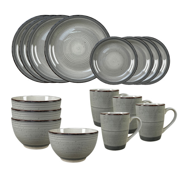 NTK-Collection Antonia Geschirrset 16-teilig grau