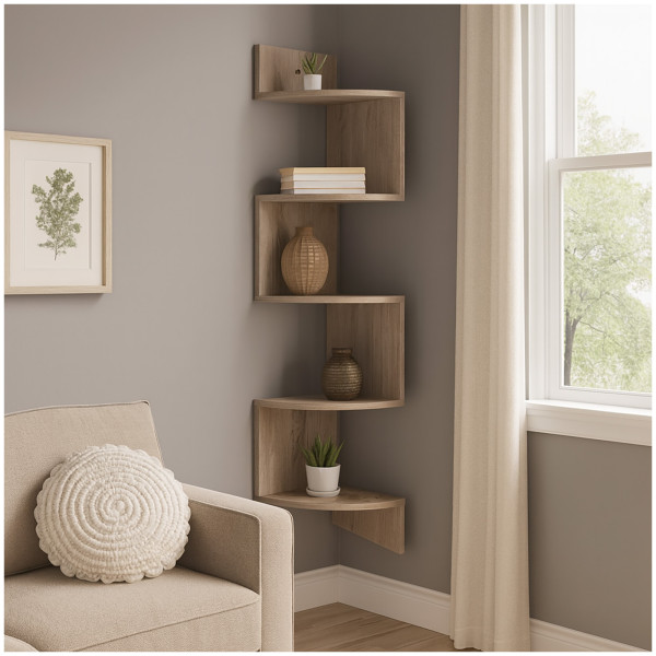 HTI-Living mit 5 Ablagen modernes Wandregal platzsparend Eckregal Hängeregal Sonoma