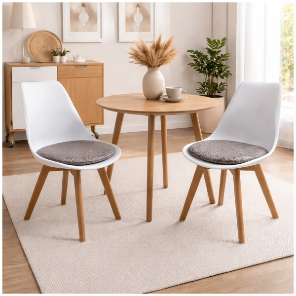 Stuhl Atlanta Weiß/PU Braun Muster 2er-Set