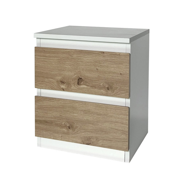 HTI-Living Thekla Weiß-Artisaneiche Nachtkommode 2 grifflose Schubladen