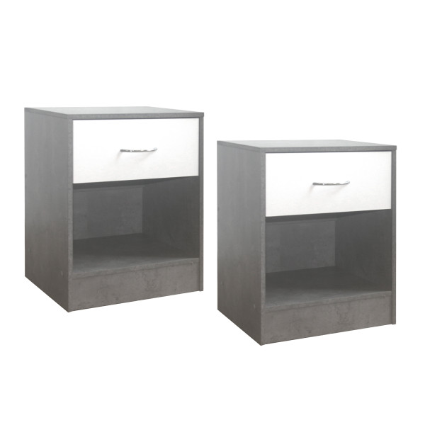 Nachttisch 2er Set Thekla 4050 Beton Weiß