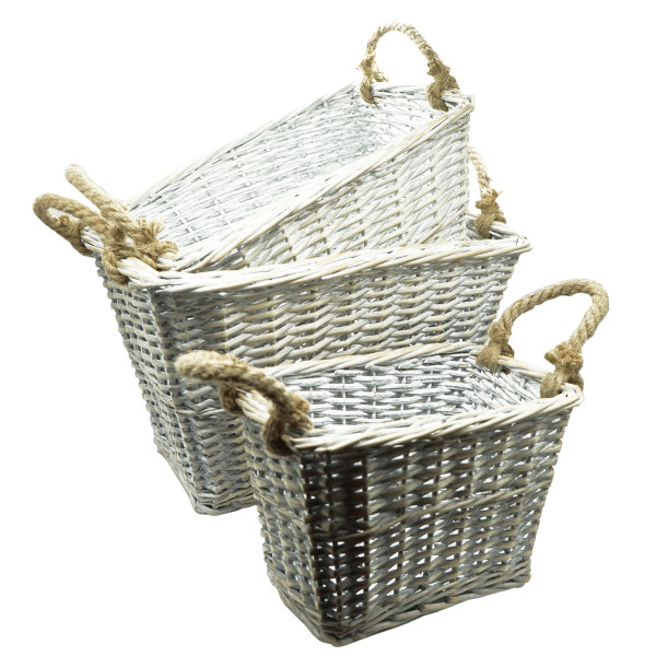 Pflanzkorb, S/3, Weide, grau
