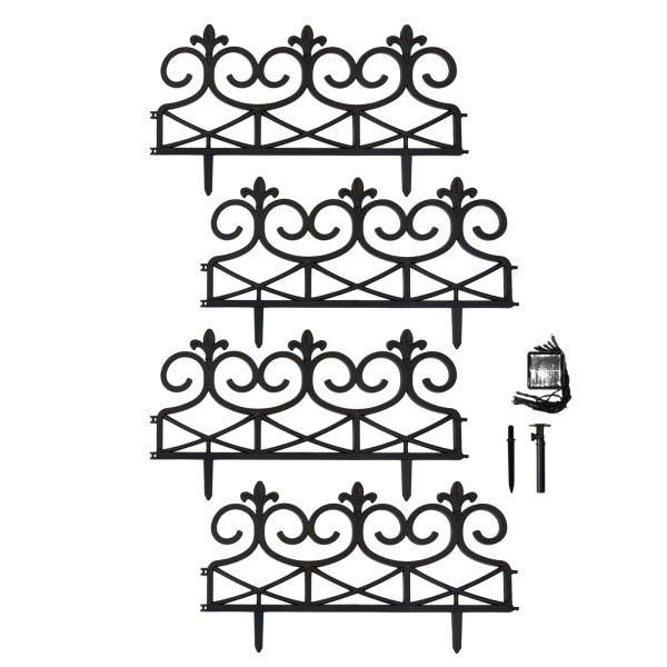 Zierzaun Nessa Solar, Lilie, 4teilig, schwarz