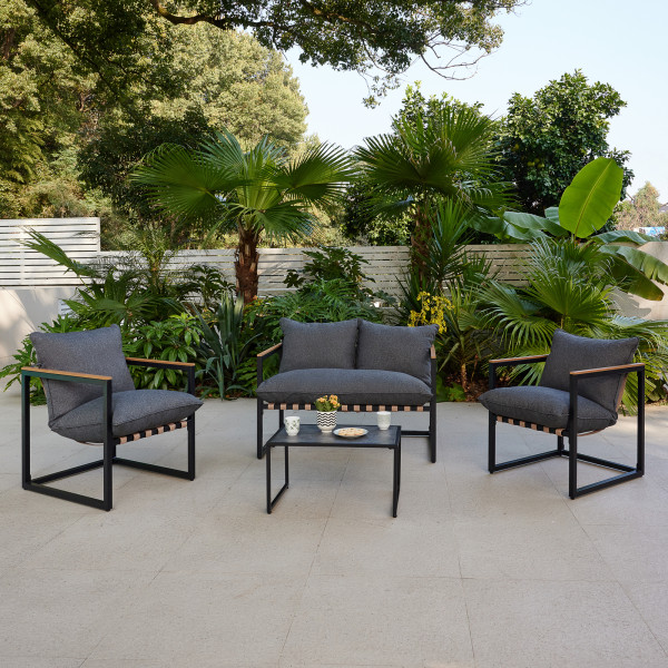 HTI-Living Zweisitzer, 2 Stühle und Tisch Gartensitzgruppe
