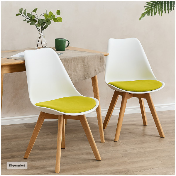 Stuhl Atlanta Weiß/Velvet Gelb 2er-Set