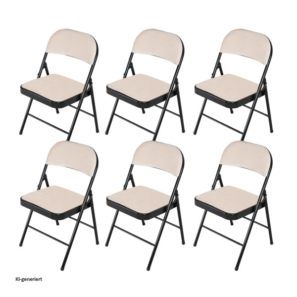 Klappstuhl Wedigo Velvet Beige 6er Set