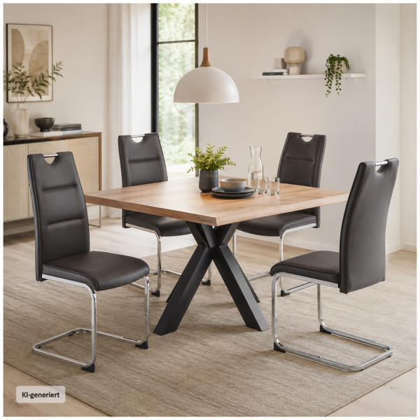 Schwingstuhl DannyC PU Braun 4er Set