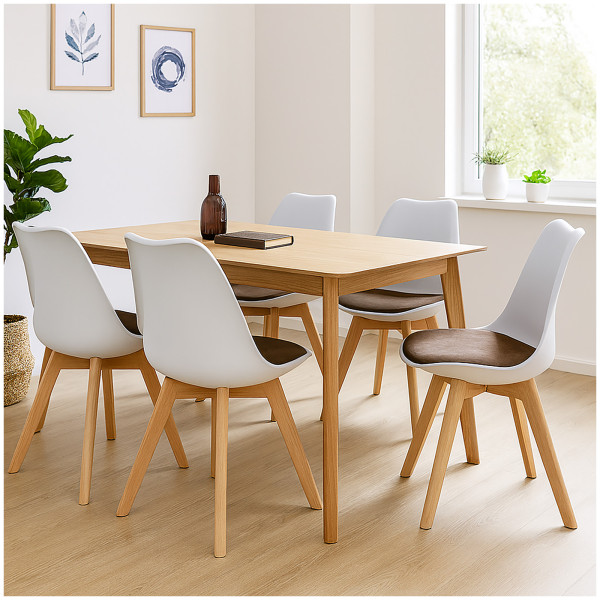 Stuhl Atlanta Weiß/Velvet Braun 4er-Set