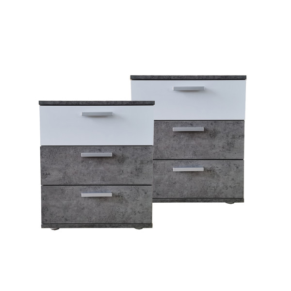 Nachtkonsole Nachtschrank Nina 3 Beton Weiß 2er