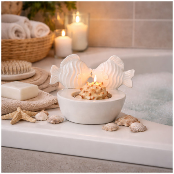 Teelichtleu. 8 Fisch-weiss