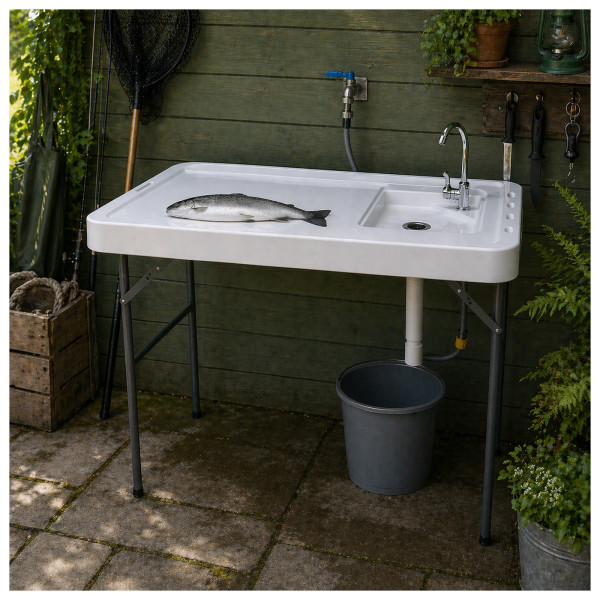 Fischreinigungstisch Fritz weiß HDPE / Stahl