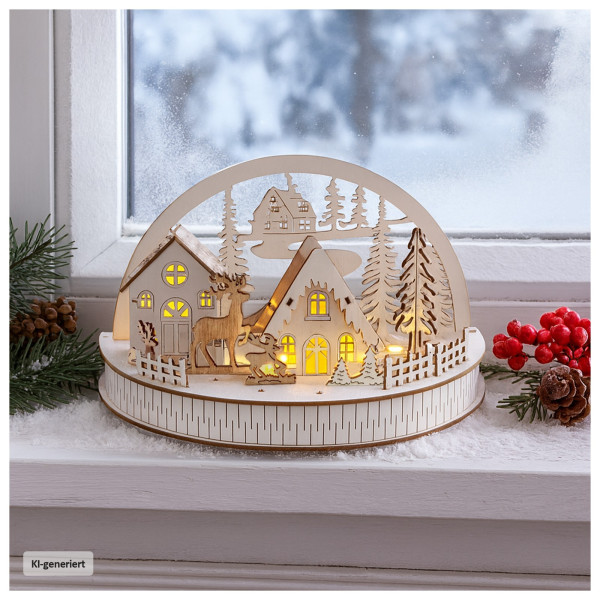 Weihnachtsdeko Winterdorf und Rehe Weiß