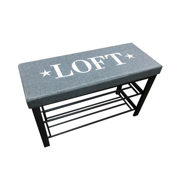 Schuhbank Mandy Loft Grau Leinen