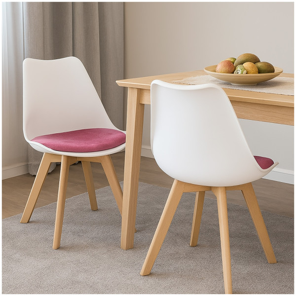 HTI-Living Atlanta Weiß/Pink Esszimmerstuhl Samt 2er Set