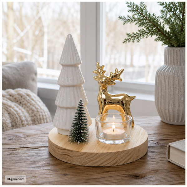 Teelichthalter Baum mit Reh