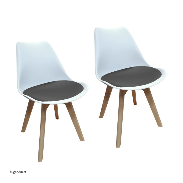 Stuhl Atlanta Weiß/Velvet Grau 2er-Set